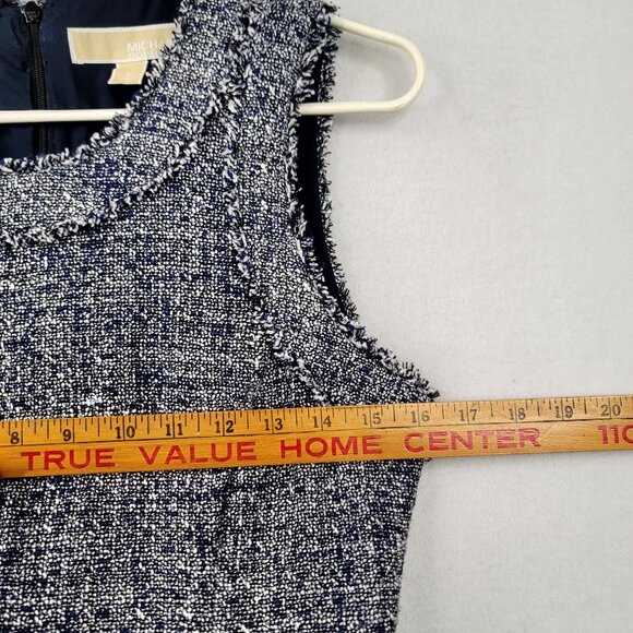 Michael Michael Kors Tweed Sleeveless Sheath Dress Blue White Zipper Size 4 - Picture 7 of 8